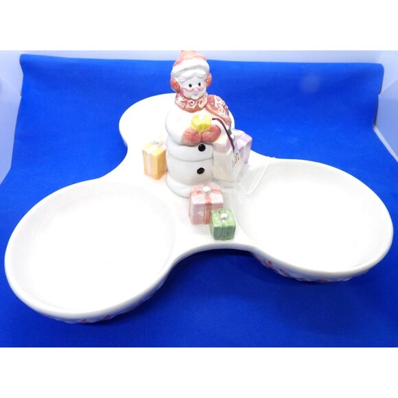 Avon Other - vtg. Avon Christmas Snow Lady Ceramic 3 Part Candy Nut Dish 2nd. Series New